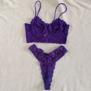 Vintage Lace Bra and Thong Panty Set